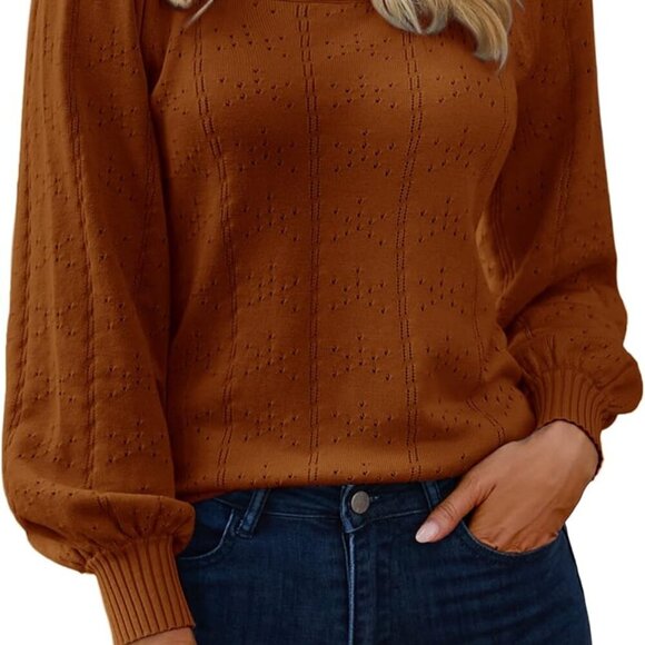 Sweaters for Women 2025 Summer Trendy Tops Casual Puff Sleeve Square Neck Cute T